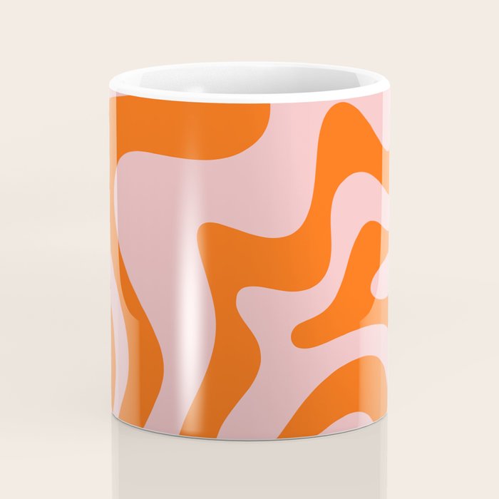 Groovy Retro Liquid Swirl Abstract Orange and Pink Pattern Coffee Mug Gallery Image 4