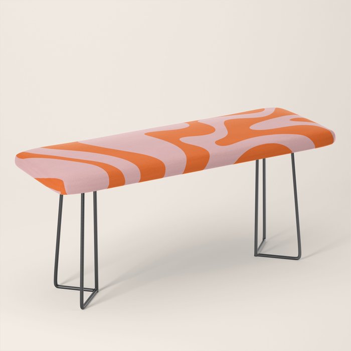 Groovy Retro Liquid Swirl Abstract Orange and Pink Pattern Bench Gallery Image 1