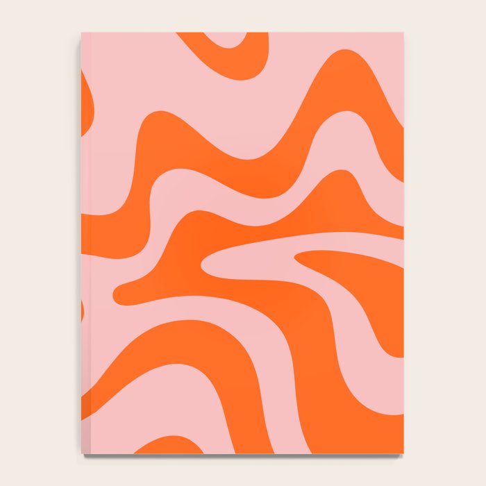 Groovy Retro Liquid Swirl Abstract Orange and Pink Pattern Notebook Gallery Image 4