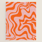 Groovy Retro Liquid Swirl Abstract Orange and Pink Pattern Jigsaw Puzzle Gallery Image 1