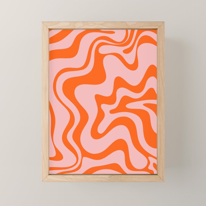 Groovy Retro Liquid Swirl Abstract Orange and Pink Pattern Mini Art Print Gallery Image 1
