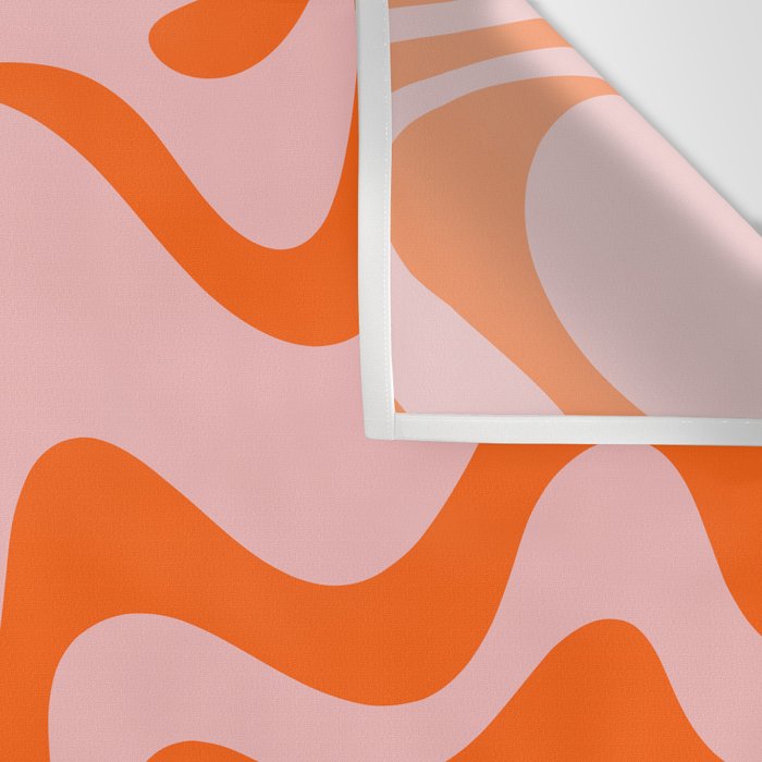 Groovy Retro Liquid Swirl Abstract Orange and Pink Pattern Wall Tapestry Gallery Image 3