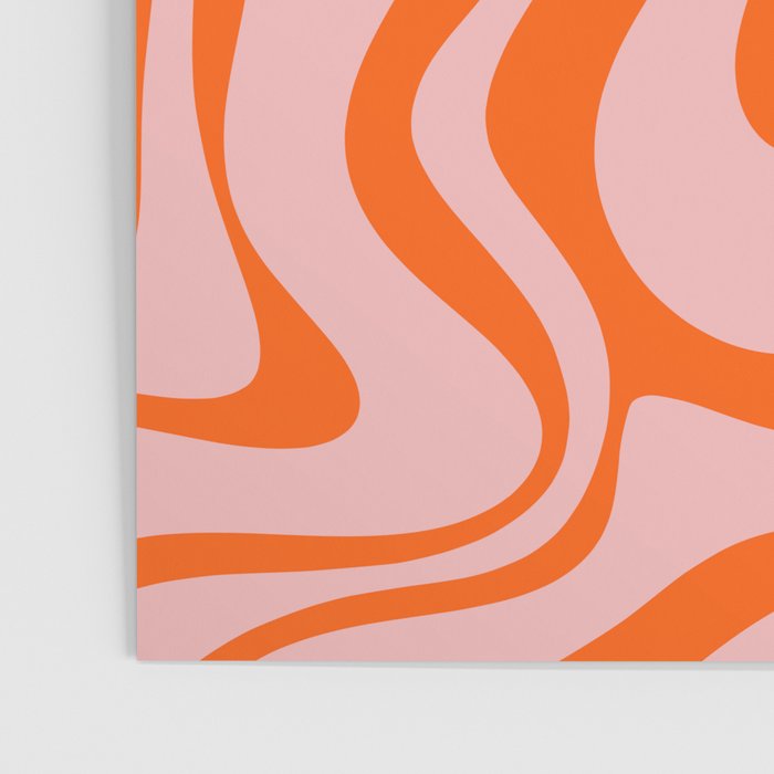 Groovy Retro Liquid Swirl Abstract Orange and Pink Pattern Poster Gallery Image 3