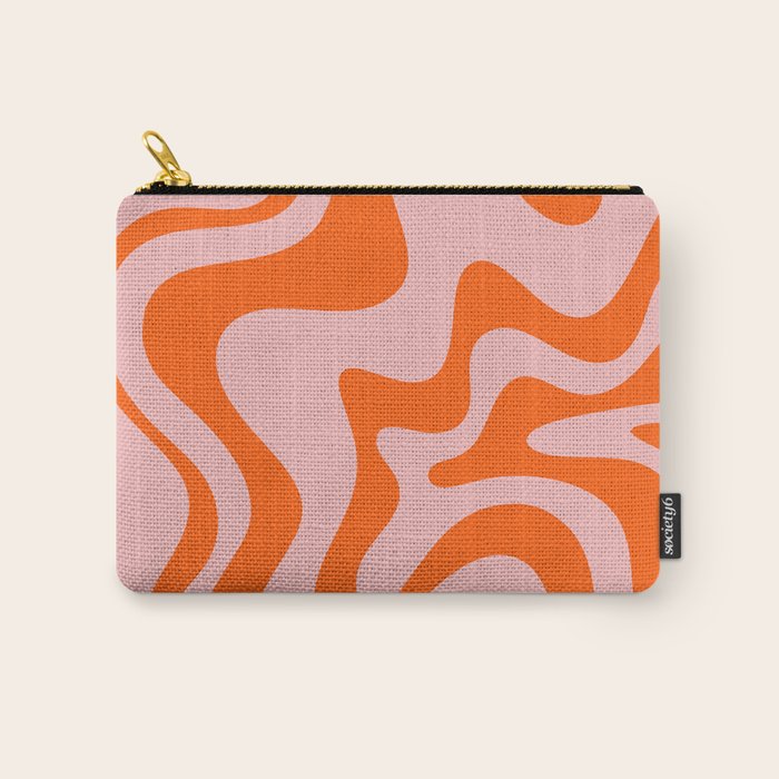 Groovy Retro Liquid Swirl Abstract Orange and Pink Pattern Carry All Pouch Gallery Image 1