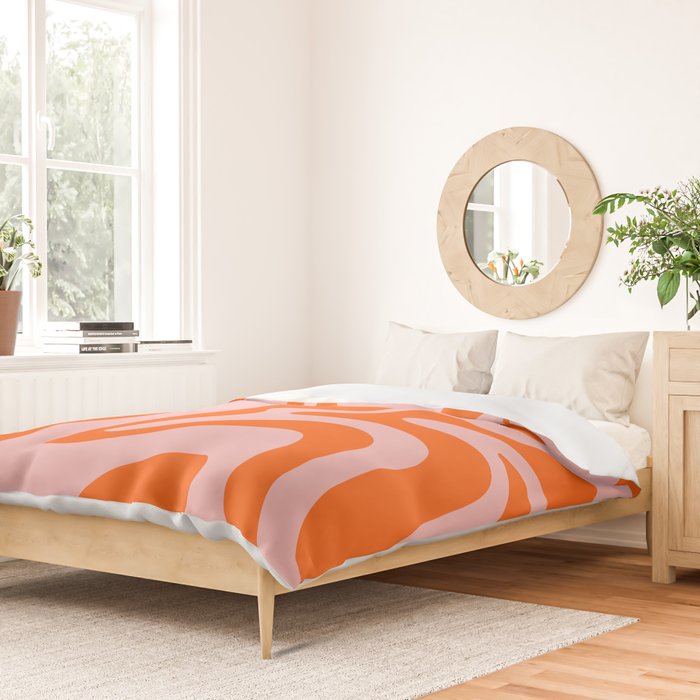 Groovy Retro Liquid Swirl Abstract Orange and Pink Pattern Duvet Cover Gallery Image 2