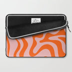 Groovy Retro Liquid Swirl Abstract Orange and Pink Pattern Laptop Sleeve Gallery Image 2