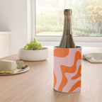Groovy Retro Liquid Swirl Abstract Orange and Pink Pattern Wine Chiller Gallery Image 4
