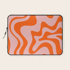 Groovy Retro Liquid Swirl Abstract Orange and Pink Pattern Laptop Sleeve Gallery Image 1