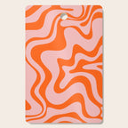 Groovy Retro Liquid Swirl Abstract Orange and Pink Pattern Cutting Board Gallery Image 1
