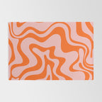 Groovy Retro Liquid Swirl Abstract Orange and Pink Pattern Rug Gallery Image 2