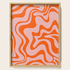 Groovy Retro Liquid Swirl Abstract Orange and Pink Pattern Serving Tray Gallery Image 1
