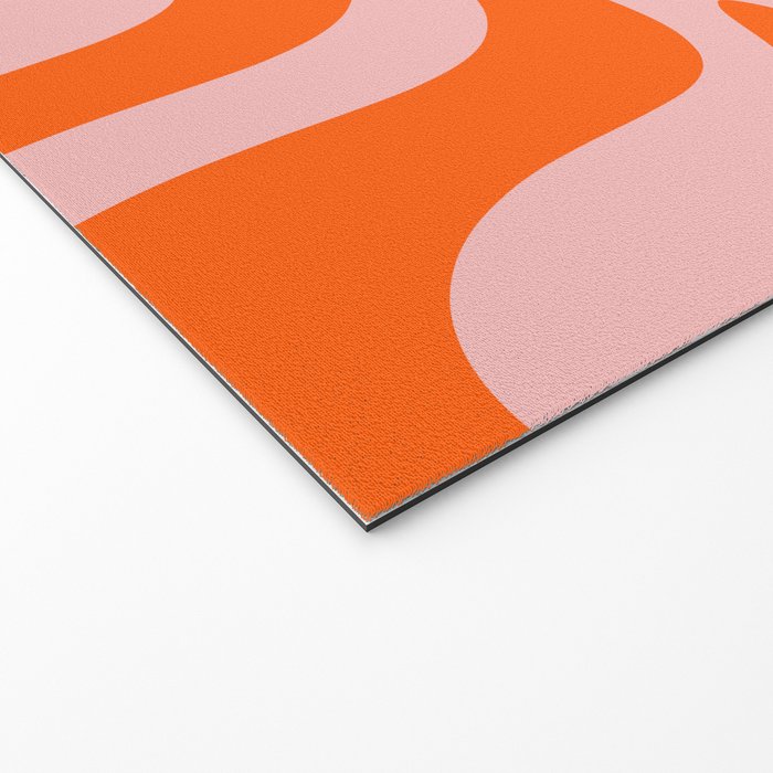 Groovy Retro Liquid Swirl Abstract Orange and Pink Pattern Welcome Mat Gallery Image 2