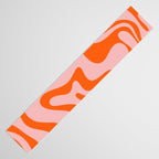Groovy Retro Liquid Swirl Abstract Orange and Pink Pattern Table Runner Gallery Image 3