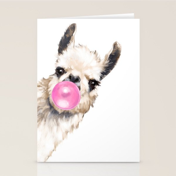 Bubble Gum Sneaky Llama Stationery Card Gallery Image 2