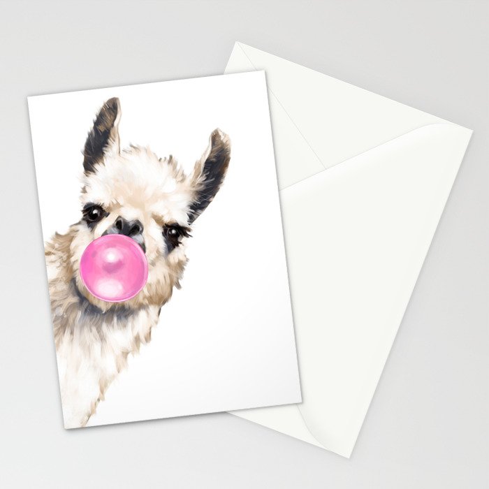 Bubble Gum Sneaky Llama Stationery Card Gallery Image 2