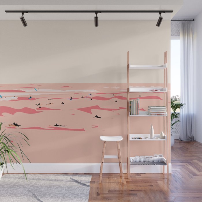 Sunset Tiny Surfers in Lima Wall Mural Gallery Image 1