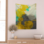 summer landscape triptych 3 abstract art Wall Tapestry Gallery Image 2