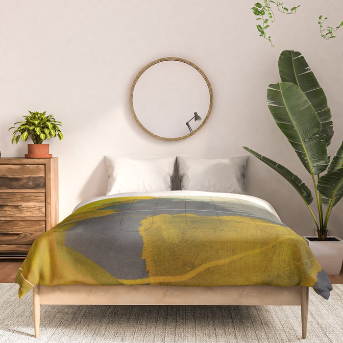 summer landscape triptych 3 abstract art Comforter Gallery Image 3