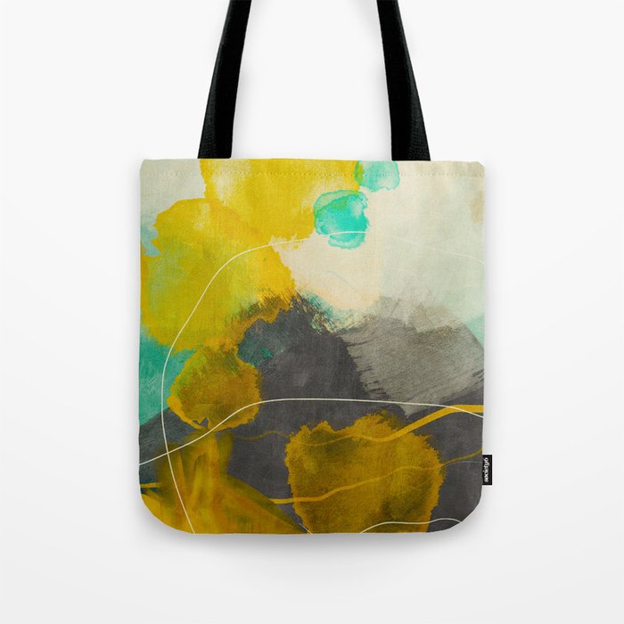 summer landscape triptych 3 abstract art Tote Bag Gallery Image 1