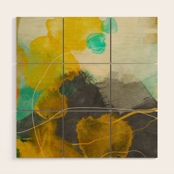 summer landscape triptych 3 abstract art Wood Wall Art Gallery Image 1