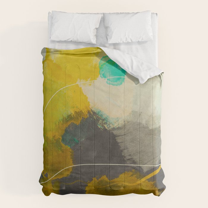 summer landscape triptych 3 abstract art Comforter Gallery Image 6