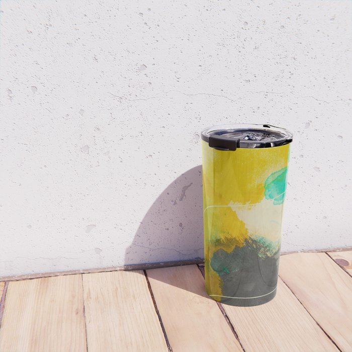 summer landscape triptych 3 abstract art Travel Mug Gallery Image 4