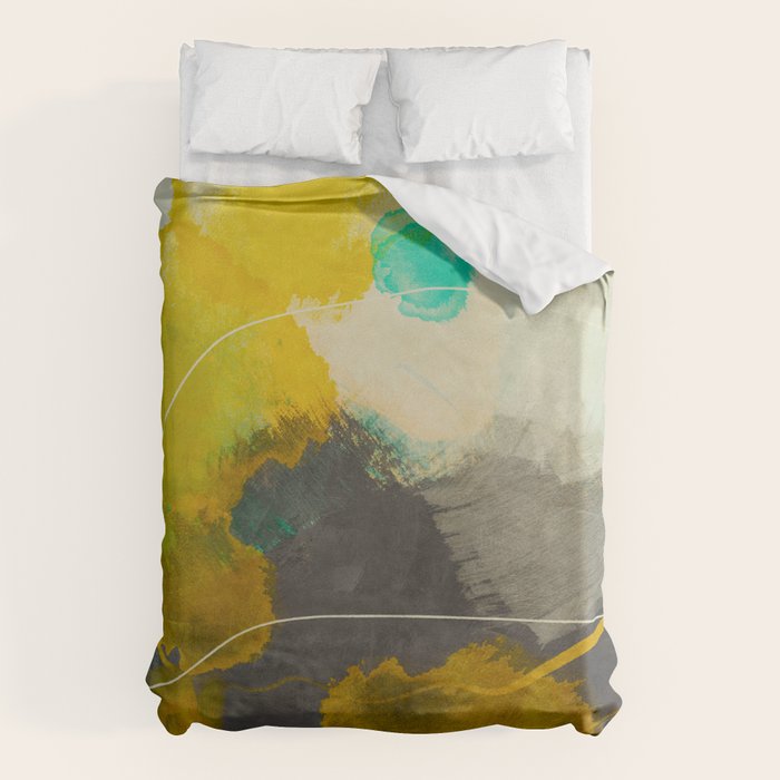 summer landscape triptych 3 abstract art Duvet Cover Gallery Image 6