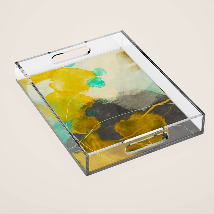 summer landscape triptych 3 abstract art Acrylic Tray Gallery Image 1