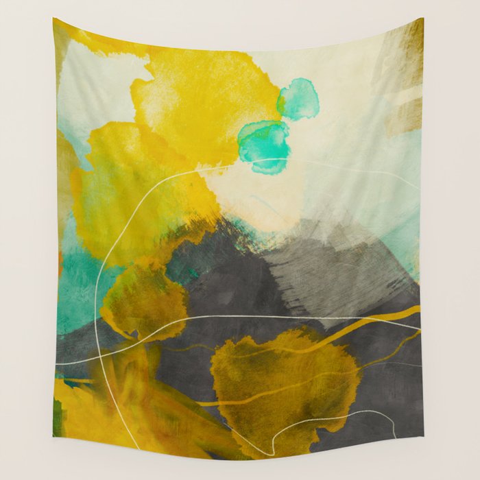 summer landscape triptych 3 abstract art Wall Tapestry Gallery Image 4