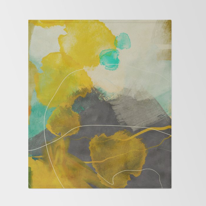 summer landscape triptych 3 abstract art Throw Blanket Gallery Image 2
