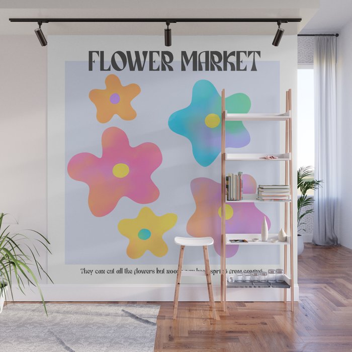 Flower market neon Wall Mural Gallery Image 1