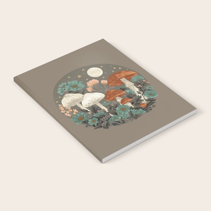 Vintage Moonlit Mushrooms Notebook Gallery Image 1
