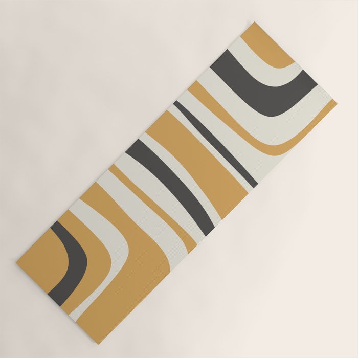 Palm Springs Mid Century Modern Abstract in Muted Mustard Gold, Charcoal Gray, and Cream Yoga Mat Gallery Image 1