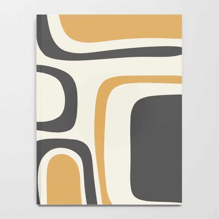 Palm Springs Mid Century Modern Abstract in Muted Mustard Gold, Charcoal Gray, and Cream Notebook Gallery Image 4