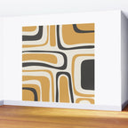 Palm Springs Mid Century Modern Abstract in Muted Mustard Gold, Charcoal Gray, and Cream Wall Mural Gallery Image 2