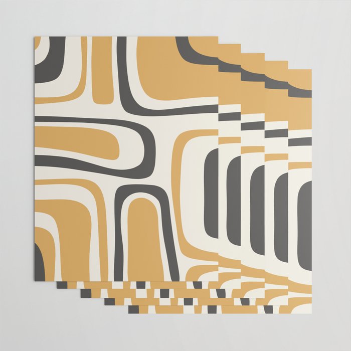 Palm Springs Mid Century Modern Abstract in Muted Mustard Gold, Charcoal Gray, and Cream Wrapping Paper Gallery Image 3