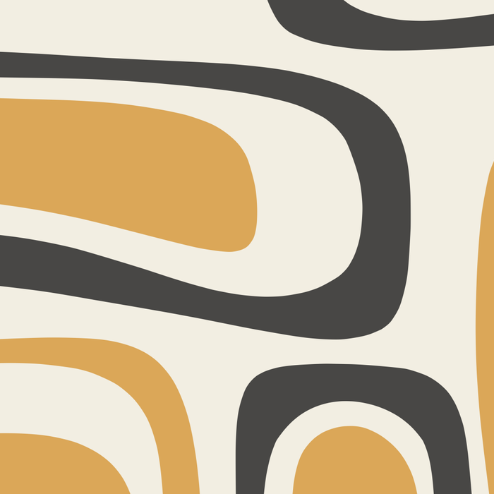 Palm Springs Mid Century Modern Abstract in Muted Mustard Gold, Charcoal Gray, and Cream Coffee Mug Gallery Image 2