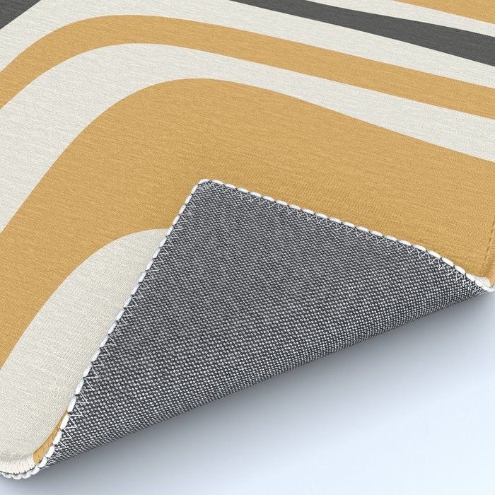 Palm Springs Mid Century Modern Abstract in Muted Mustard Gold, Charcoal Gray, and Cream Rug Gallery Image 4