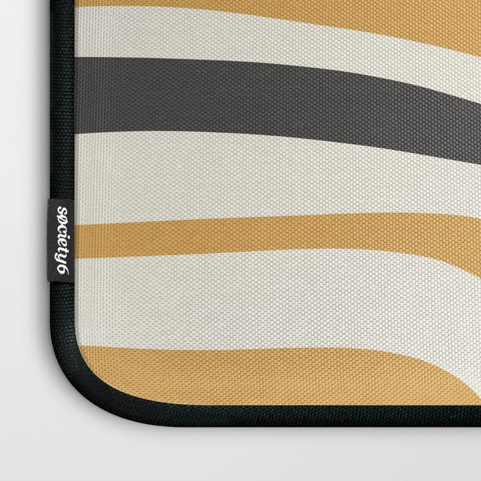 Palm Springs Mid Century Modern Abstract in Muted Mustard Gold, Charcoal Gray, and Cream Laptop Sleeve Gallery Image 3