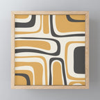 Palm Springs Mid Century Modern Abstract in Muted Mustard Gold, Charcoal Gray, and Cream Mini Art Print Gallery Image 1