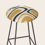 Palm Springs Mid Century Modern Abstract in Muted Mustard Gold, Charcoal Gray, and Cream Stool Gallery Image 2