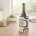 Palm Springs Mid Century Modern Abstract in Muted Mustard Gold, Charcoal Gray, and Cream Wine Chiller Gallery Image 4