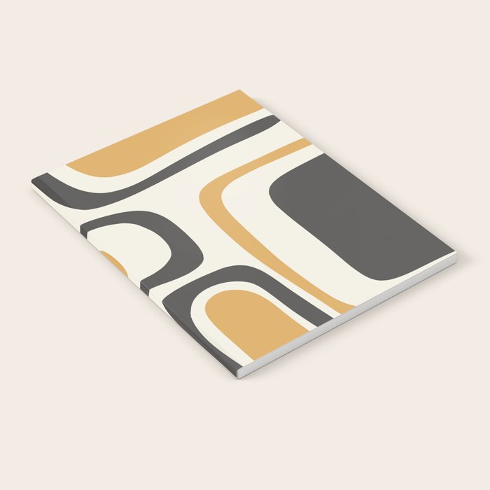 Palm Springs Mid Century Modern Abstract in Muted Mustard Gold, Charcoal Gray, and Cream Notebook Gallery Image 1