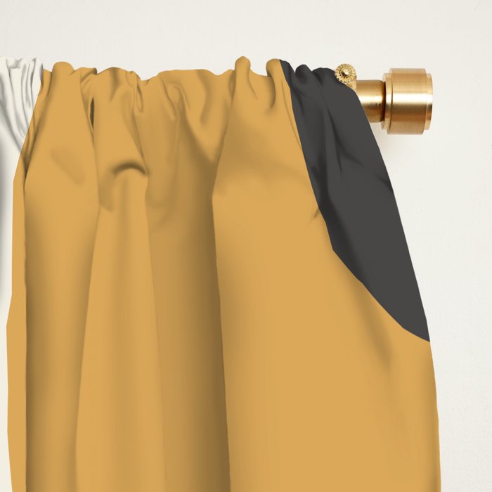Palm Springs Mid Century Modern Abstract in Muted Mustard Gold, Charcoal Gray, and Cream Window Curtain Gallery Image 2