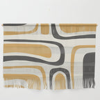 Palm Springs Mid Century Modern Abstract in Muted Mustard Gold, Charcoal Gray, and Cream Wall Hanging Gallery Image 1
