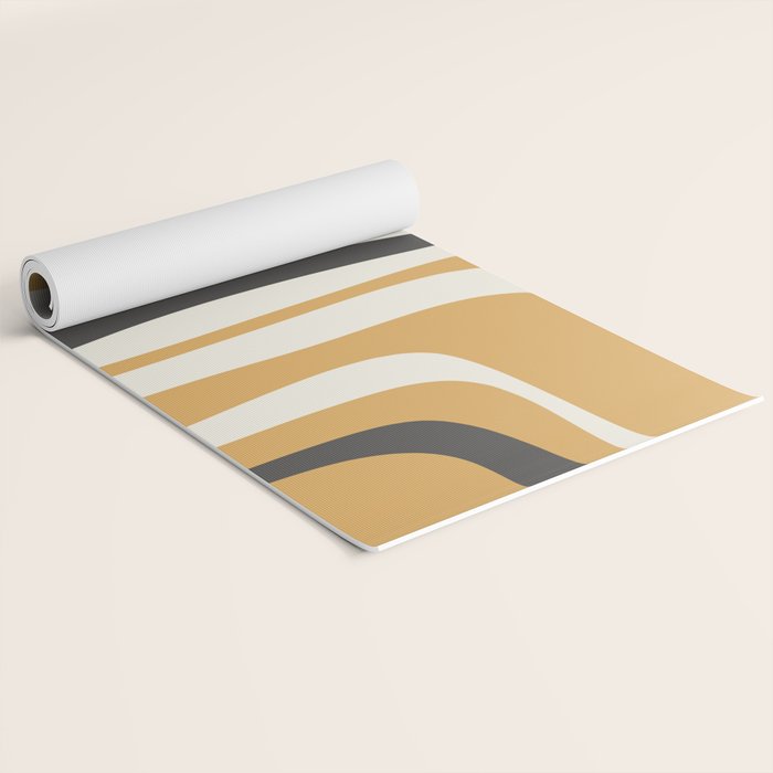 Palm Springs Mid Century Modern Abstract in Muted Mustard Gold, Charcoal Gray, and Cream Yoga Mat Gallery Image 2