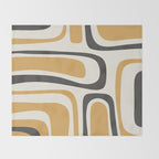 Palm Springs Mid Century Modern Abstract in Muted Mustard Gold, Charcoal Gray, and Cream Throw Blanket Gallery Image 2