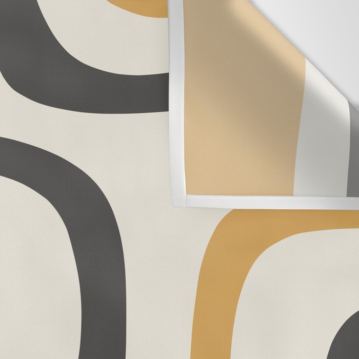 Palm Springs Mid Century Modern Abstract in Muted Mustard Gold, Charcoal Gray, and Cream Wall Tapestry Gallery Image 3