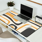 Palm Springs Mid Century Modern Abstract in Muted Mustard Gold, Charcoal Gray, and Cream Desk Mat Gallery Image 2