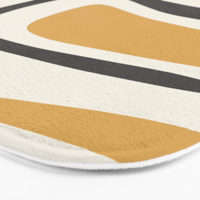 Palm Springs Mid Century Modern Abstract in Muted Mustard Gold, Charcoal Gray, and Cream Bath Mat Gallery Image 3